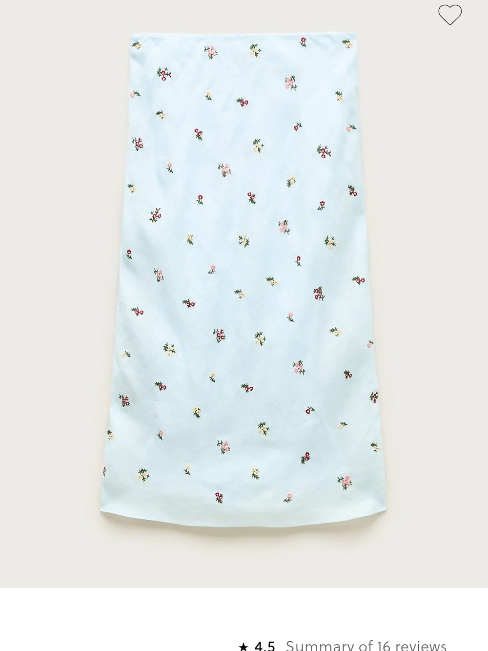 J. Crew Light Blue Midi Skirt with Mini Floral Embroidery Size L NEW